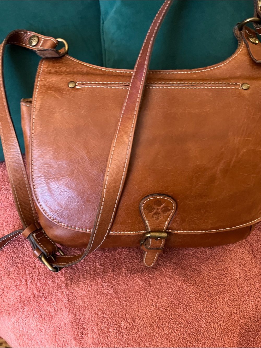 Patricia Nash London Saddle Crossbody Bag Cognac/Tan - Picture 2 of 10